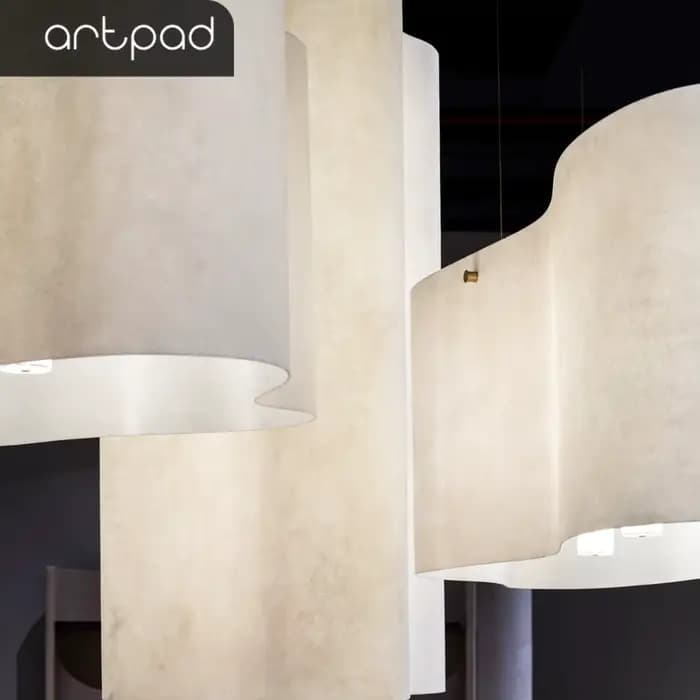 Lustre suspendu en tissu LED Wabi Sabi pour hall à haut plafond, design nuage, pour salon, restaurant, hôtel, projet.