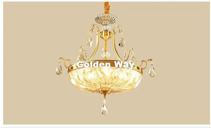 Lampes suspendues en cuivre modernes lampe suspendue D52cm chambre salon pendentif salle à manger LED Bronze cristal suspension