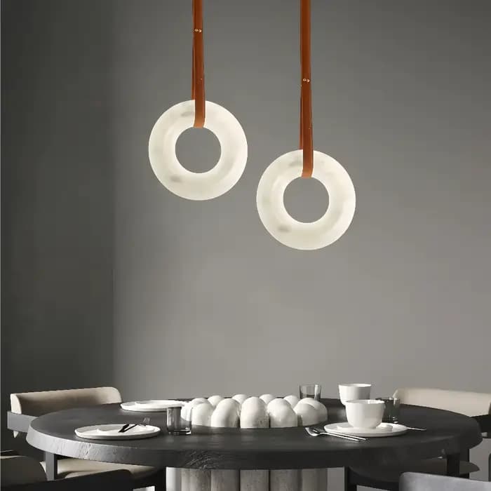 Lampe suspendue moderne en albâtre, style nordique créatif, anneau lumineux pour chambre à coucher, chevet, salle à manger, décoration de luxe, lampe suspendue en pierre