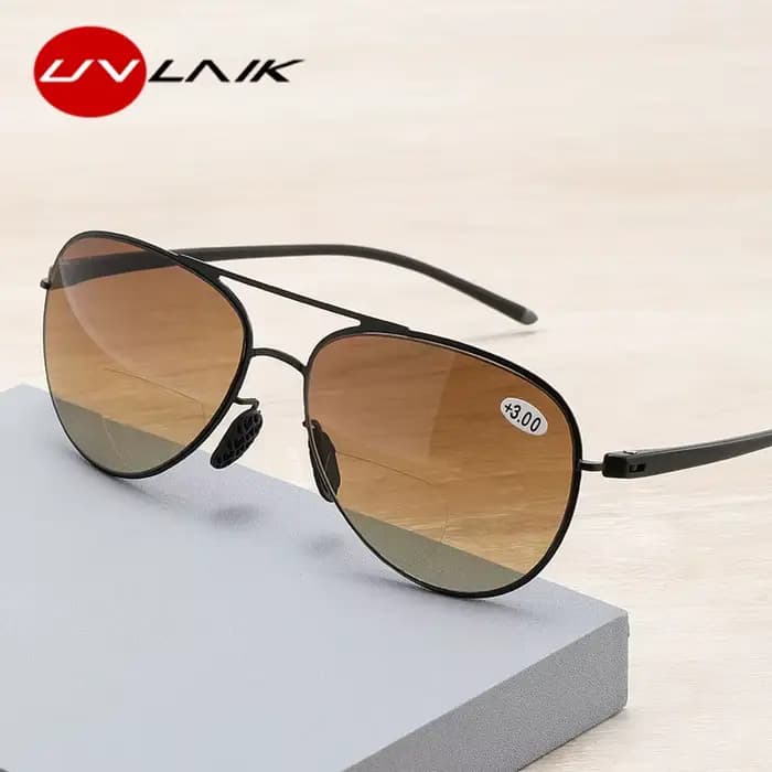 Lunettes de lecture double lumière pour hommes, lunettes presbytes polyvalentes, lunettes de soleil à la mode, visualisation de loin et de près, dernière tendance
