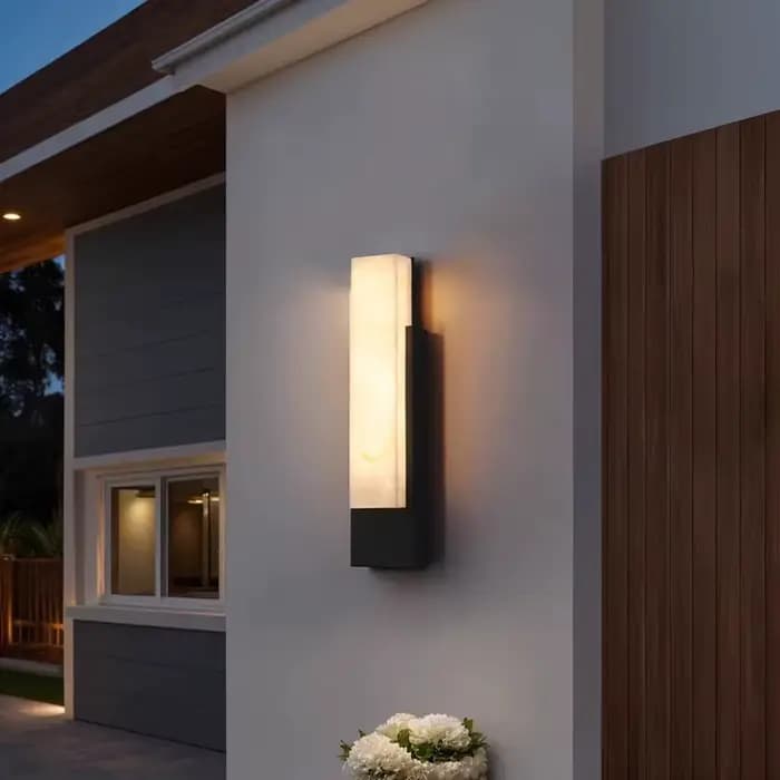 Lampe murale extérieure moderne de luxe, étanche, en acier inoxydable, design imitation marbre, pour balcon, éclairage extérieur de villa
