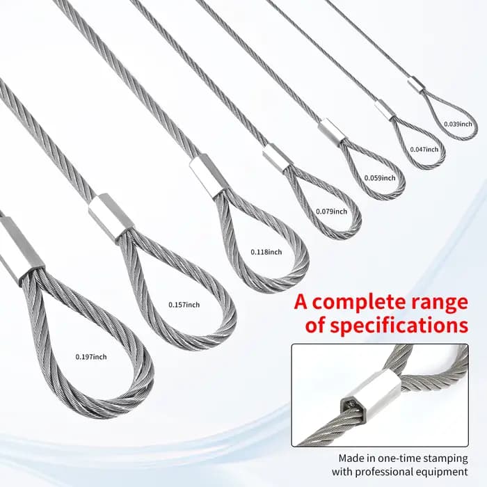 Câble de suspension en acier inoxydable de 1 à 5 mm, élingue de levage, corde de sécurité adaptée à la suspension d'éclairage