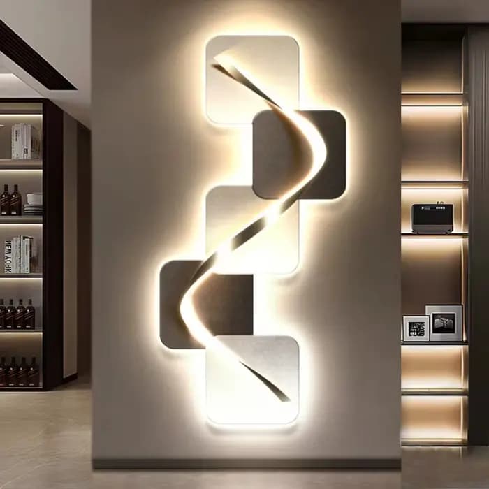 Peinture de décoration de hall d'entrée de luxe léger, lumières LED, salon minimaliste italien, murale haut de gamme dans le couloir
