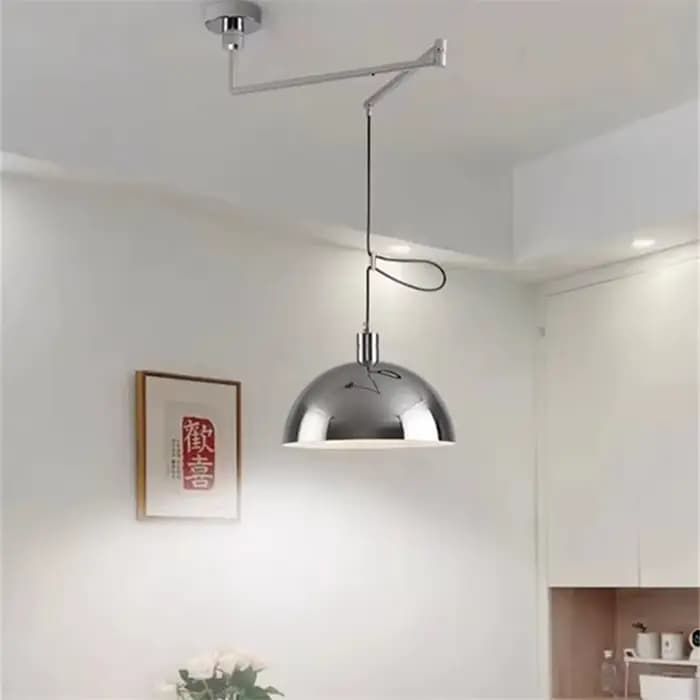 Lampe Suspendue à Bras Pivotant de Style Nordique, Pliable et Rotative, Luminaire Long en Argent, pour Salon, Bureau, Table à Ma