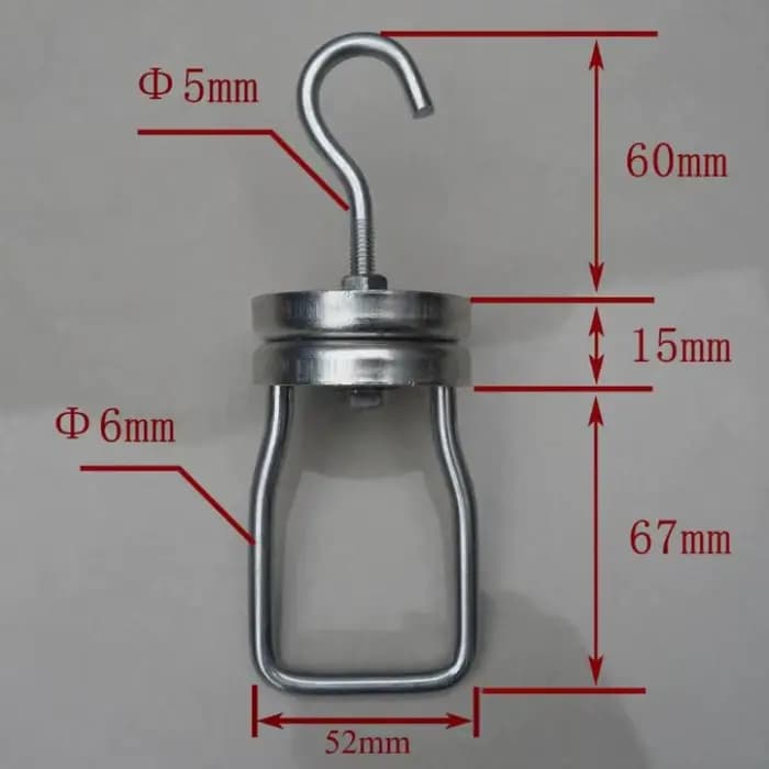 Crochet rotatif en acier robuste pour systèmes de suspension de peinture en poudre et ateliers de peinture