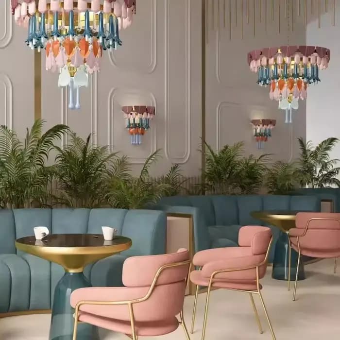 Nordique rétro luxe céramique LED lustre salon Restaurant Villa hôtel chambre couleur plafonnier design décor éclairage