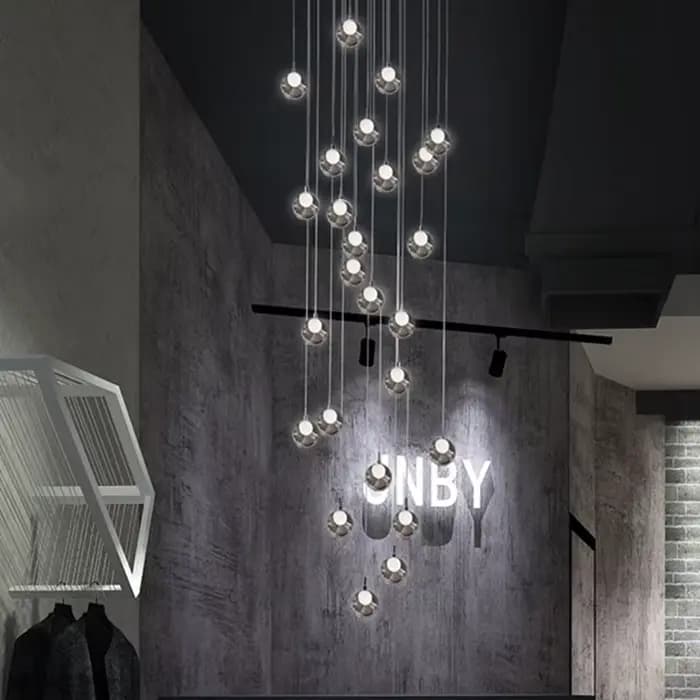 Grand lustre LED à bulles pour escalier, lustre long pour maison, hôtel, couloir, lampe suspendue, lustre en verre artistique, éclairage