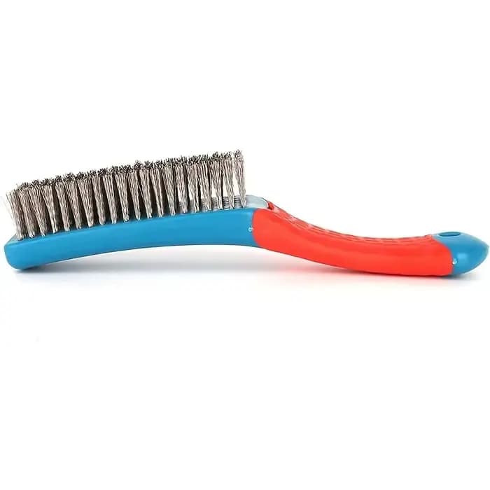 Brosse métallique en acier inoxydable robuste avec poignée en plastique confortable, idéale pour éliminer la rouille, les scories de soudure, la saleté et la peinture