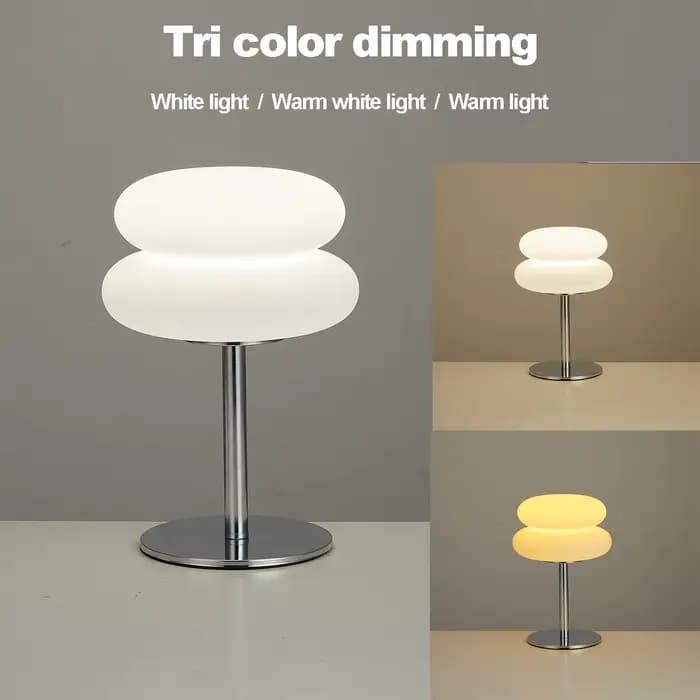 Lampe de chevet de chambre à coucher, lampe de table de style crémeux, prise USB, gradation tricolore, lumière d'ambiance pour salon et étude