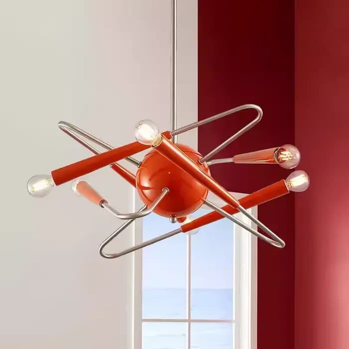 Plafonnier LED Sputnik Orange au Design Artistique, Éclairage d'Nik, Luminaire Décoratif de Plafond, Idéal pour un Salon, une Villa, une Salle à Manger ou une Chambre à Coucher