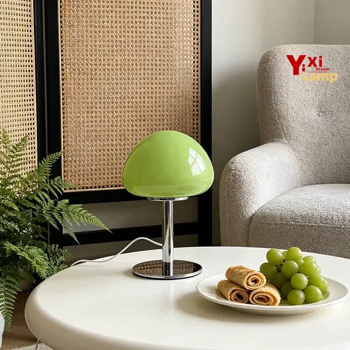 Lampe de bureau en verre de Murano en forme de petit champignon, lampe rétro contemporaine à intensité variable, lumière décorative pour cafés, buffets et coins douillets
