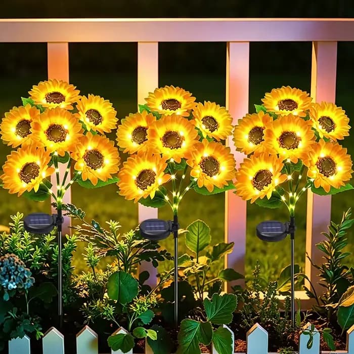 Lampes solaires de jardin en forme de tournesol, décorations extérieures imperméables pour pelouse, aménagement paysager, terrasse et clôture