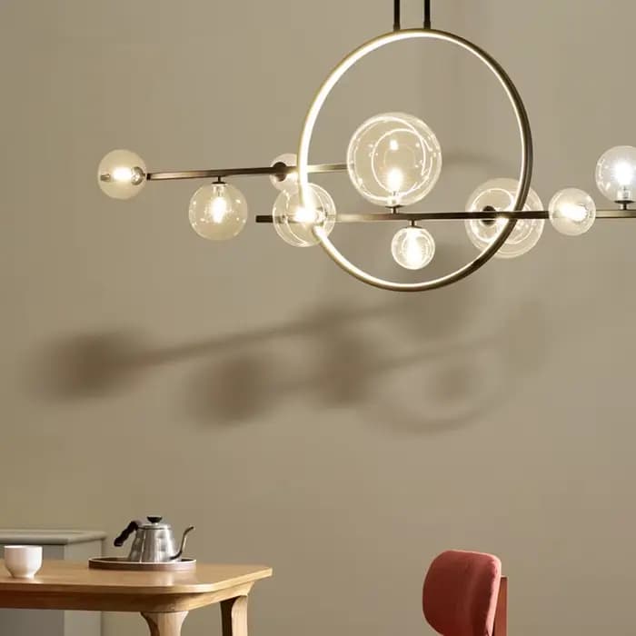 Anneau moderne lustre LED nouveauté boule lustre nordique chambre lampe Restaurant décor cuisine île éclairage
