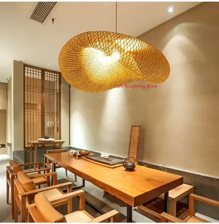 Luminaire suspendu LED en bambou tressé vintage fait main pour salon, cuisine, éclairage intérieur en rotin tressé, luminaires décoratifs