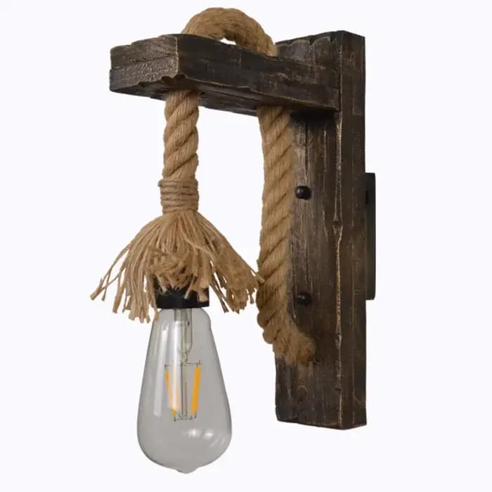 Applique murale industrielle, lumière en bois et métal vintage, applique murale noire de ferme rustique pour salle à manger, chambre à coucher intérieure