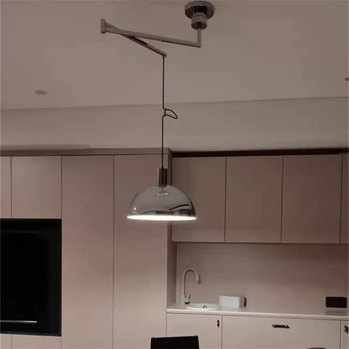 Lampe Suspendue à Bras Pivotant de Style Nordique, Pliable et Rotative, Luminaire Long en Argent, pour Salon, Bureau, Table à Ma