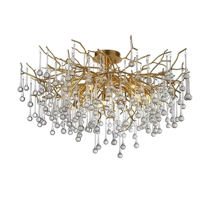 Lustres de salle en cristal modernes lustres de branche d'arbre en or lustre de plafond suspendu de luxe luminaire pour salle à manger