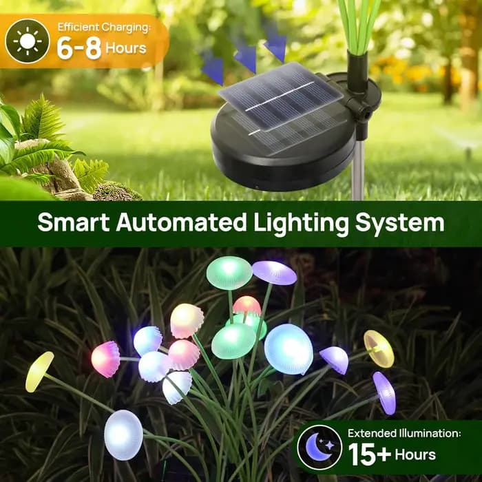 Lampes solaires de jardin LED double Mode lumières solaires en forme de champignon décor étanche cour Patio voie méduse pour ambiance de jardin