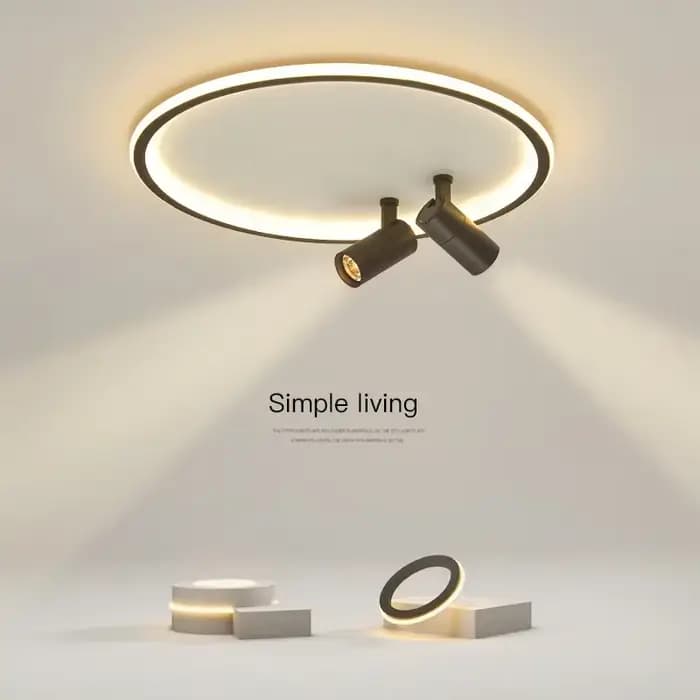 Plafonnier LED moderne avec projecteur, lampe de plafond LED ronde design pour salle à manger, luminaire décoratif pour la maison