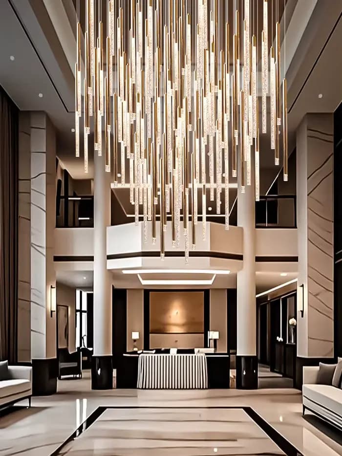 Hall d'hôtel LED lustre de luxe Villa hall salon lustres en cristal personnalisé plafonds hauts lustre