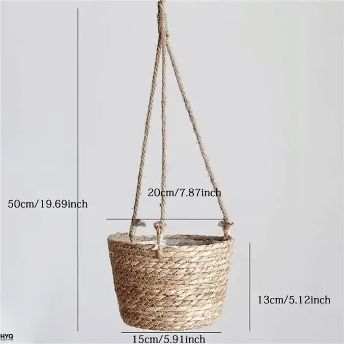 Pot suspendu de jardin en macramé, panier de rangement pour plantes en corde de jute tressée, support de pot de fleurs intérieur/extérieur, décoration d'intérieur