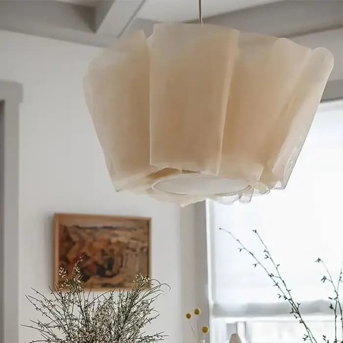 Vintage Art déco vent lustre fait à la main tissu pendentif LED lumières pour salon hôtel Restaurant concepteur suspension lampe
