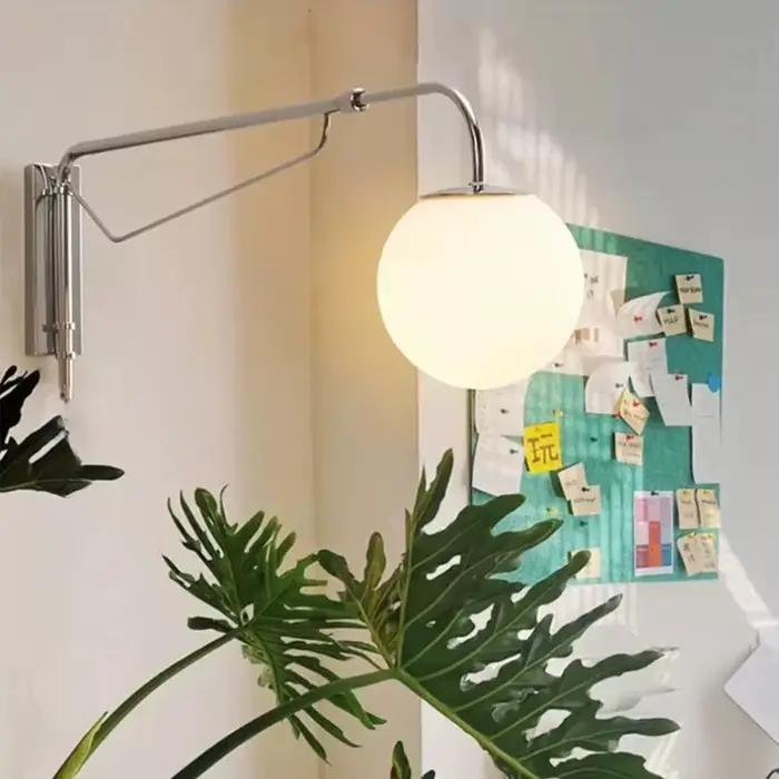 Applique murale LED à bras Long pour chambre à coucher, design nordique, Simple, rétro, bras oscillant télescopique, étude, salon, lampes de lecture