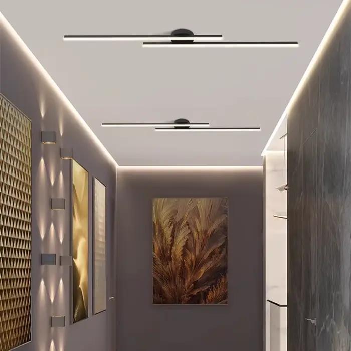 Long plafonnier LED en aluminium Design créatif moderne plafonnier luminaire intérieur couloir balcon allée bureau Lustre
