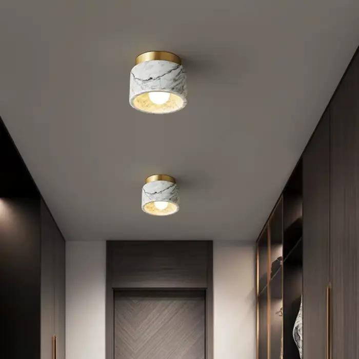 Nouveau plafonnier d'inspiration bulari lampes Premium en marbre naturel pour entrée couloir placard balcon décor haut de gamme éclairage LED