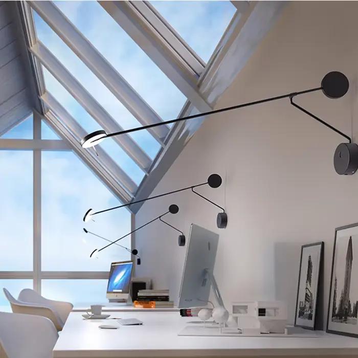 Image moderne applique murale italienne Invisible mur LED lampe de lecture pour lit chambre salon bureau noir bras Long applique murale