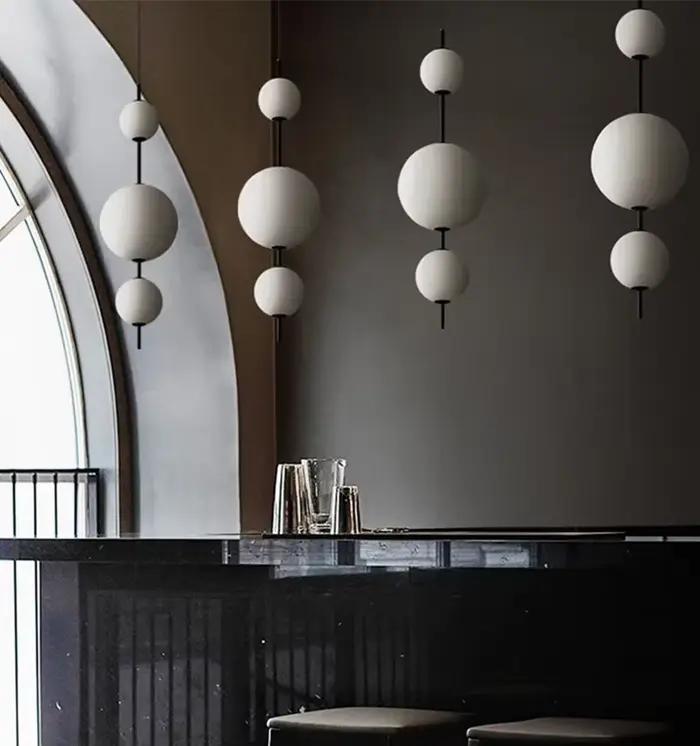 Lustre moderne pour îlot de cuisine, lampe suspendue nordique avec perles en forme de gourde, luminaire décoratif d'intérieur, idéal pour un salon, une chambre à coucher ou une table de chevet