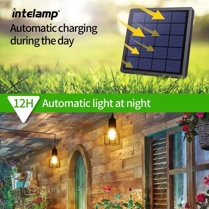 Lampe solaire suspendue Intelamp Long Life, éclairage solaire extérieur, lampes de camping étanches, lampe solaire pour abris, granges, cours