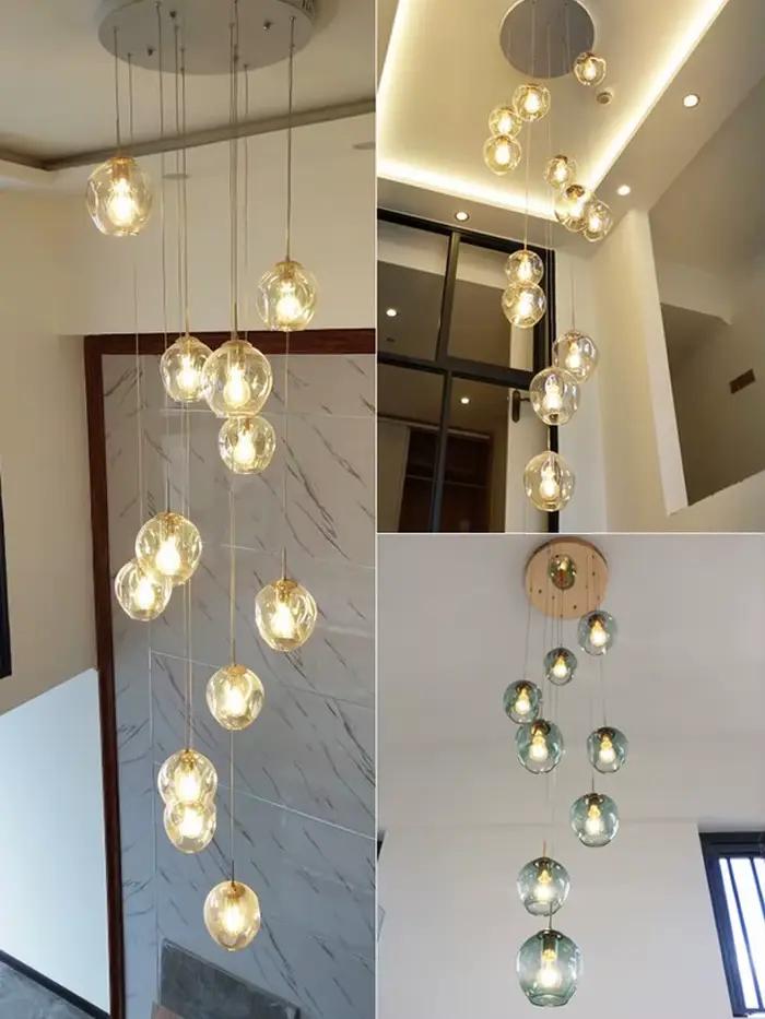 Plafonnier Composé de Boules de Clip, Design Moderne, Éclairage d'Escalier, Luminaire Décoratif de Plafond, Idéal pour un Salon, une Villa, un Restaurant ou un Grenier, Livraison Gratuite
