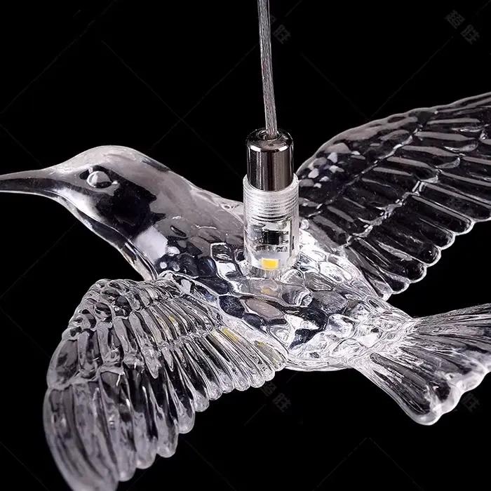 Lustre LED en forme d'oiseau pour escalier moderne luminaire suspendu en acrylique pour salon couloir chambre d'hôtel