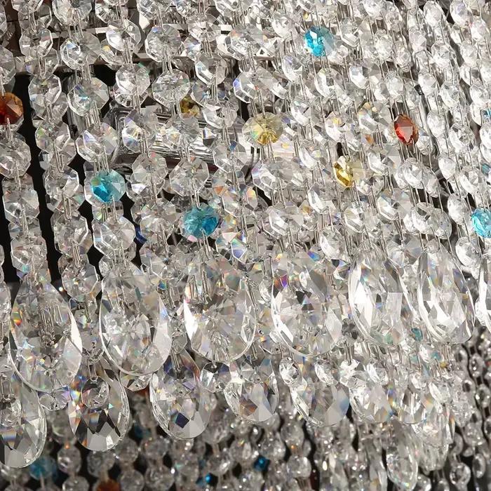 Lustre en cristal de luxe moderne doré pour décoration de salle à manger et îlot de cuisine avec technologie LED et finition chrome poli