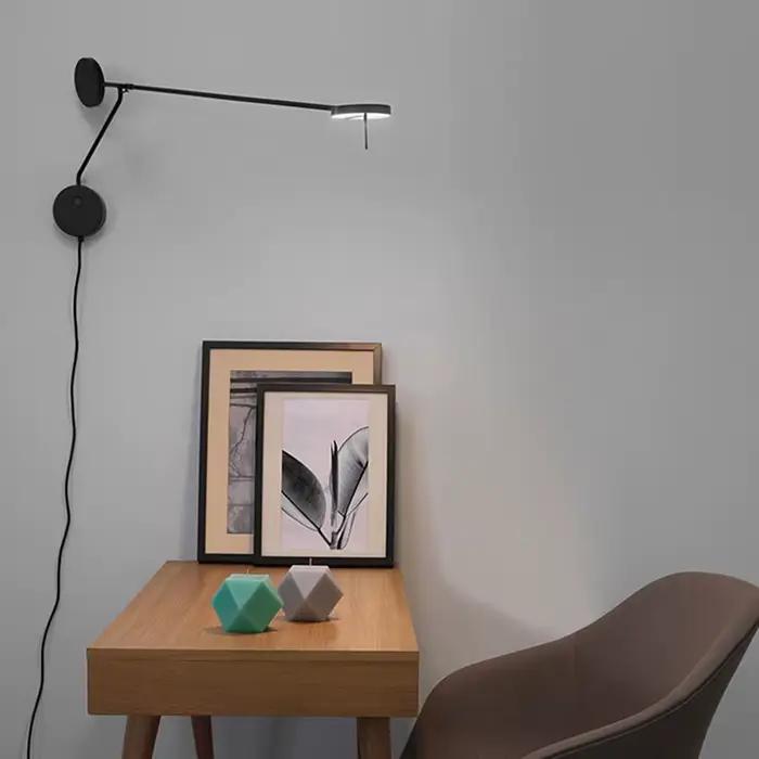 Image moderne applique murale italienne Invisible mur LED lampe de lecture pour lit chambre salon bureau noir bras Long applique murale