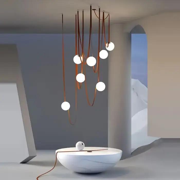 Lustre créatif italien moderne 2025 nouveau Design lustre boule de verre magique salon hôtel modèle chambre escalier éclairage