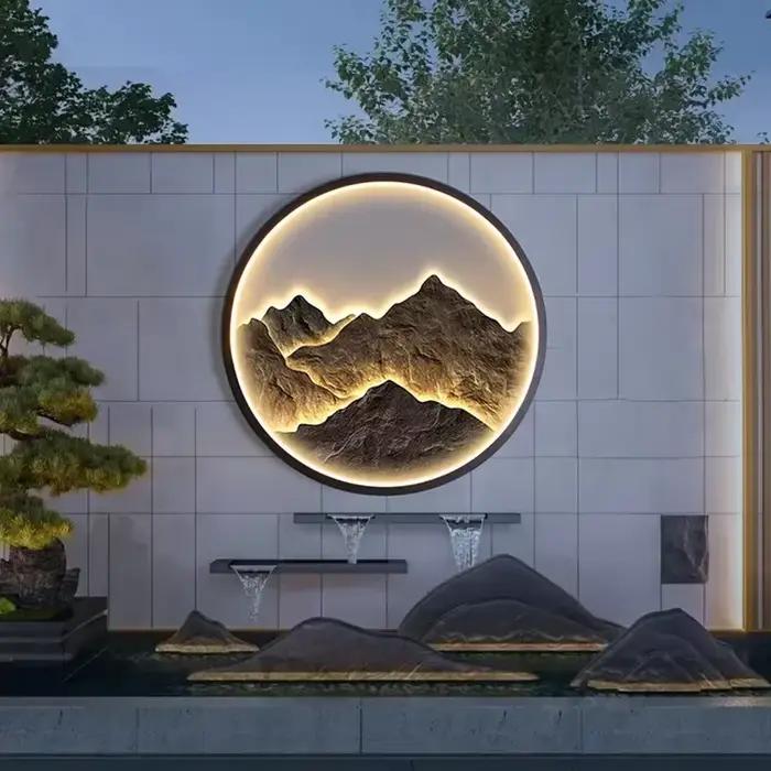 Applique murale moderne de luxe, étanche pour extérieur, style chinois Zen, pour porche, salon, lampe paysagère, applique murale décorative