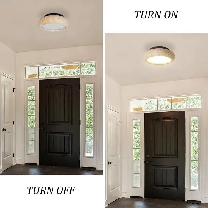 Lampes de plafond en pierre naturelle travertin, modernes, rondes, éclairage LED encastré pour intérieur