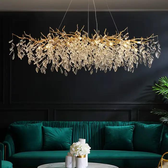 Lustres en cristal de luxe, décoration de salon, lampe suspendue au plafond, éclairage de table à manger, Żyrandol