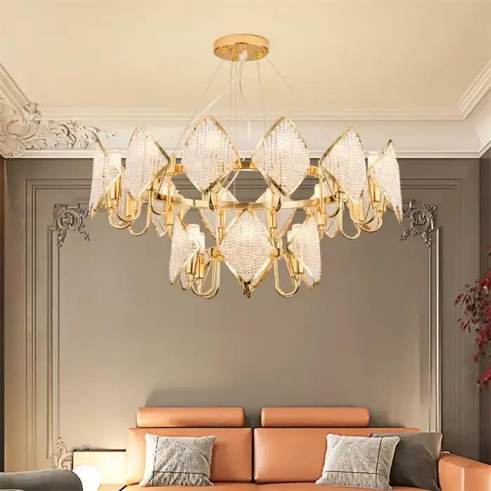 Plafonnier LED suspendu en cristal au design moderne, éclairage d'intérieur, luminaire décoratif de plafond, idéal pour un salon, une cuisine ou un restaurant, nouveau modèle