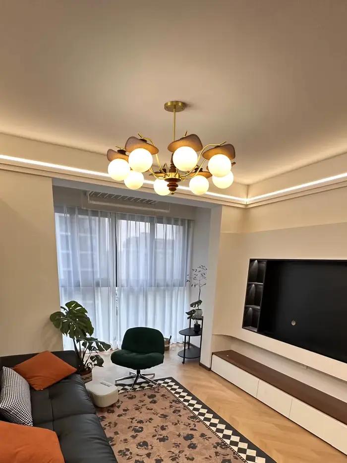 Luminaire suspendu Magic Bean lampe de salon en fer plaqué avec source LED élégante pour salon chambre à coucher et plus