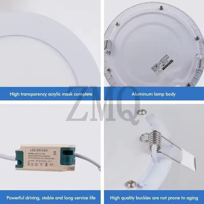 LED Downlight encastré rond plafonnier 220V 3W 4W 6W 9W 12W 15W 18W 24W projecteur pour la maison intérieure salon chambre