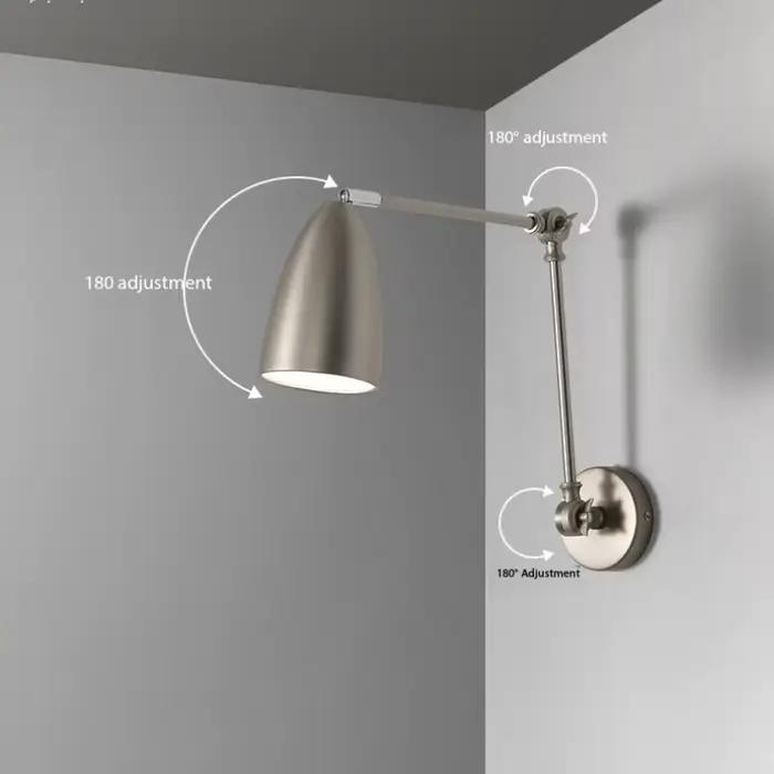 Applique murale LED moderne à bras long, réglable, pour chambre, bureau, salon, éclairage d'ambiance nordique pour la maison