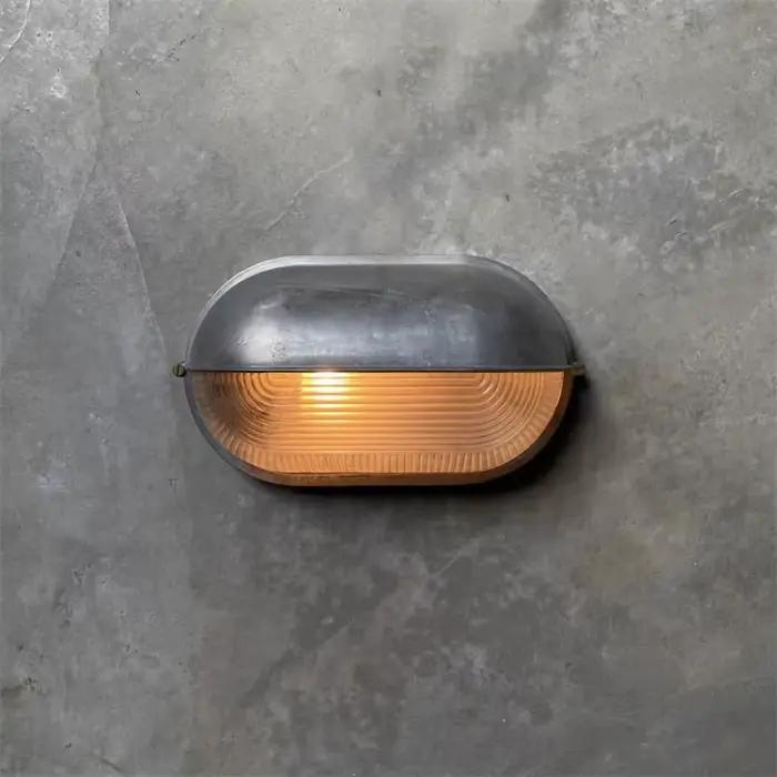 Applique murale LED ovale rétro extérieure E27 étanche à l'humidité industrielle en aluminium moulé sous pression applique salle de bains jardin porche lumière