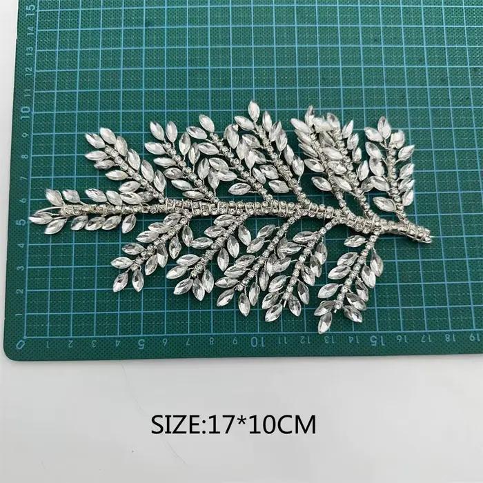 Nouvelle Applique en Pierre Tendance, Motif Feuille Brillante, pour Décoration de Cheveux de Mariée et Vêtements de Mariage