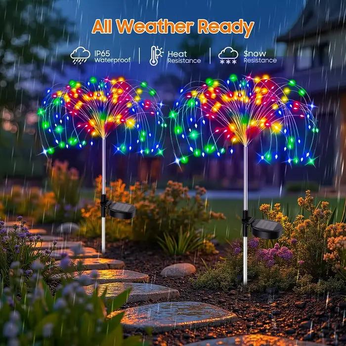 Lampes solaires LED de jardin en forme de pissenlit, étanches, pour la décoration extérieure, lumières de feux d'artifice pour allées, patios et pelouses