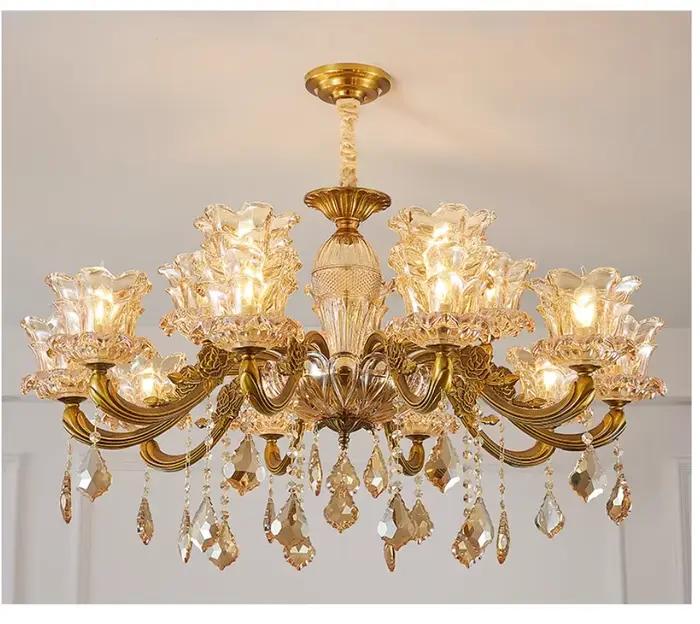 Lustre européen Style bougie lampe suspendue D66cm H50cm luminaires alliage verre Restaurant salle à manger salon décoration