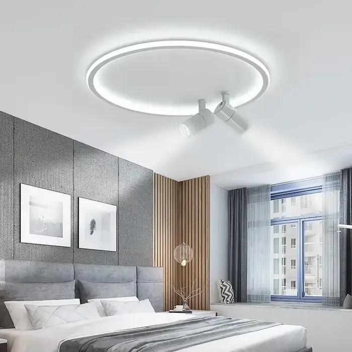 Plafonnier LED moderne avec projecteur, lampe de plafond LED ronde design pour salle à manger, luminaire décoratif pour la maison