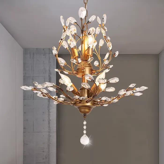 Plafonnier suspendu en cristal vintage avec branches d'arbre, éclairage d'intérieur, luminaire décoratif de plafond, idéal pour un salon, une chambre à coucher, une cuisine, un Bar, une boutique ou de